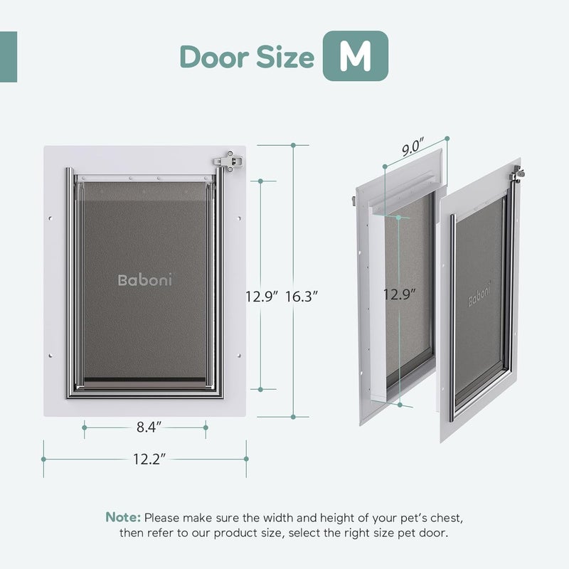 baboni 3-Flaps Pet Door for Interior and Exterior Doors, Steel Frame and Telescoping Tunnel, Strong and Durable Dog Door (Pets Up to 40 Lb) -Medium - Image 5